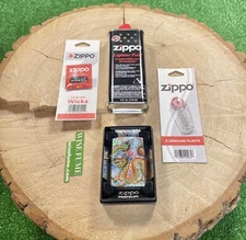 New Zippo Lighter Zippo Dragon Design Silver Gold Dragon +zippo Fuel+Flints+Wick