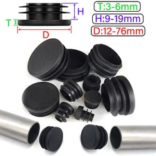 Black Blanking End Cap Caps Tube Pipe Inserts Plug Bung Steel Leg Round Plastic