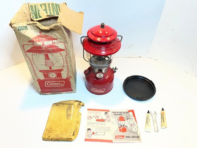 #ad Vintage Coleman 200A Lantern Red 10 1969 Box Papers Untested $71.95