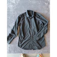 Banana Republic Mens Slim Fit Non Iron Button Down Shirt Black Long Sleeve Large