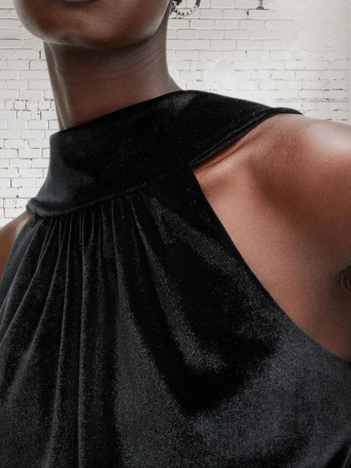 Top Bellatrix de terciopelo negro All Saints talla 14 cuello alto sin mangas  Foto 3 de 4