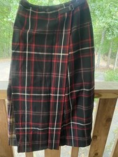 Charter Club Women's Plaid Wrap AroundMidi Skirt Lined Black/Red Size 4