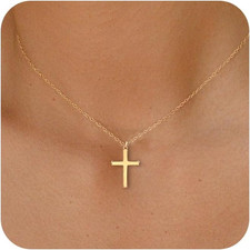 Cross Necklace for Women - Dainty 14K Gold Plated/Sterling Silver/Rose Gold Laye