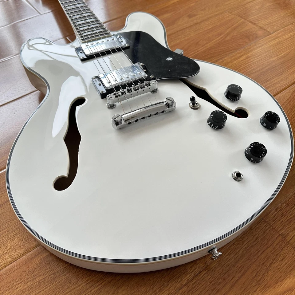 EE. UU. Envío Gratis Herrajes Cromados Guitarra Eléctrica ES-335 Blanca Foto 3 de 4