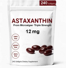 240 Softgels of Astaxanthin 12mg - Natural Antioxidant for Eye and Skin Benefits