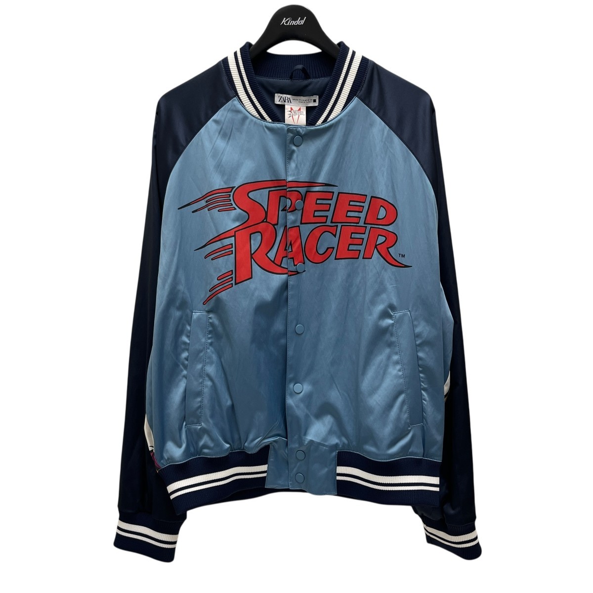 ZARA SPEED RACER Graphic Bomber Jacket Blue XL 3312 Size:XL