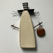 Primitive Halloween Ghost Wood Shelf Sitter Folk Art Figurine 6in Double Sided