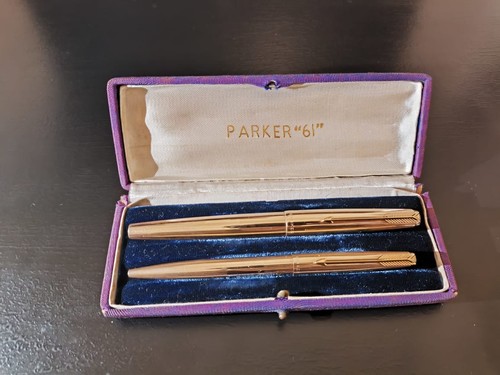Parker 61 Heirloom Set - 12K GF Fountain Pen + 14K GF Ballpoint ...