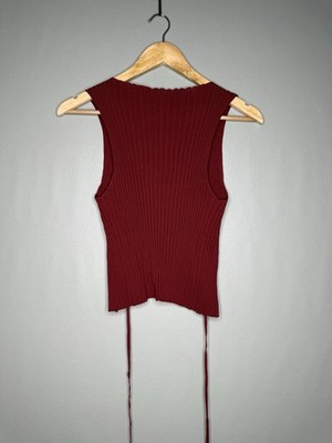 Sarah Pacini Vantage Knitted Top Burgundy One Size Rare Open Back