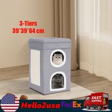 Foldable Cute Modern Cat Condo Cat House Gray Indoor Cats Bed For Home Pet Shop