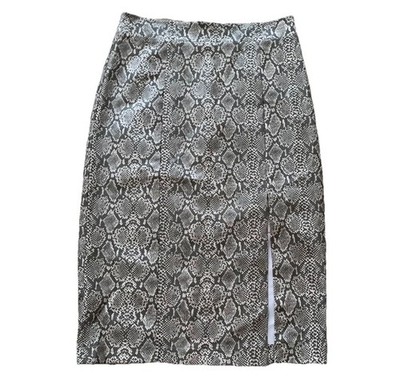 BCBG MAXAZRIA Women s Snake Print Midi Pencil Skirt Side Slit Size Medium NWT