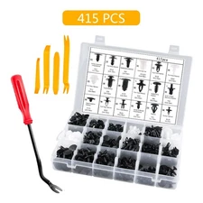 415PCS USA Plastic Rivets Fender Fastener Car Bumper Push Clip Pin Remover Tool