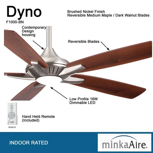 Minka Aire Dyno 52" Ceiling Fan - Medium Maple / Dark Walnut 5-Blade - Picture 7 of 7