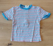 Original 80er Jahre Vintage Baby T-Shirt Gestreift Gr. 62 R&uuml;cken Rei&szlig;verschluss