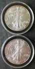 Two 1997 $1 American Silver Eagle Dollars in Capsules