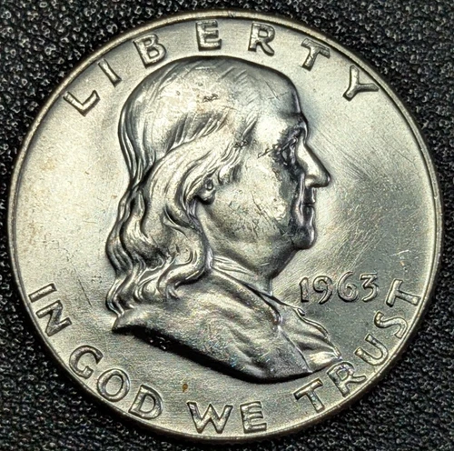 1963-D Franklin Silver Half Dollar 50C - BRILLIANT GEM UNCIRCULATED - Ships Free