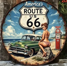 ROUTE 66 ALUMINUM Sign Rustic Metal Sign RETRO Garage Man Cave  GAS DINER OIL