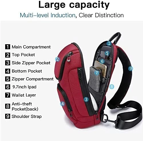 BANGE Sling Bag Waterproof Men s Chest Bag Shoulder bag Crossbody