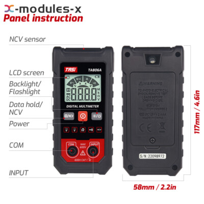 TA806A Multimeter Digital AC DC Voltage Meter Auto Range Resistance Tester NCV