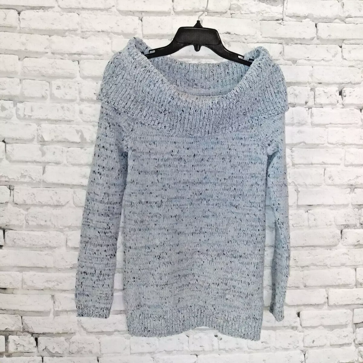 Lauren Conrad Sweater Women s Medium Blue Marled Off the Shoulder