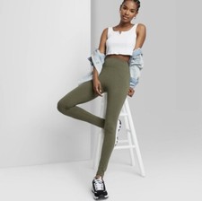 New Wild Fable Cotton High-Rise Classic Leggings Olive S NWT BCI