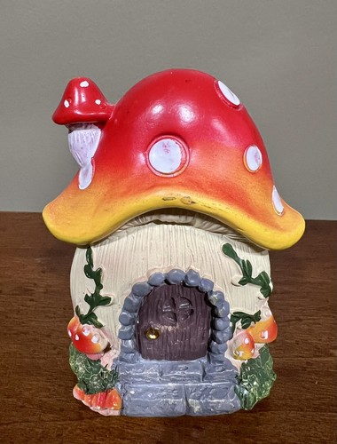 Mushroom Home Lot 4.6” Tall Garden Decor Welcome Fairy Garden Forest Figurines - Picture 6 of 7