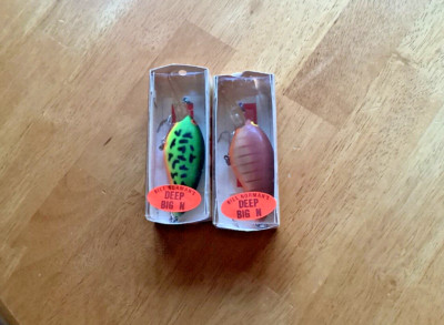 VIntage TWO (2) Bill Norman Deep Big N Crankbait-1 ea.Color #50 & #24TS (1970 s)