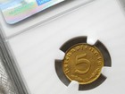 NGC MS-64 NAZI GERMAN SWASTIKA 1937-D 5 ReichsPfennig COIN 3rd-REICH MINT UNC! — photo 8