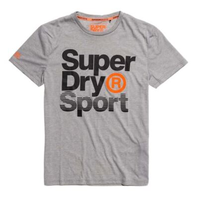 Superdry Graphic Tee Core Sport Grey Marl Crew Neck T-Shirt Mens XL BRAND NEW