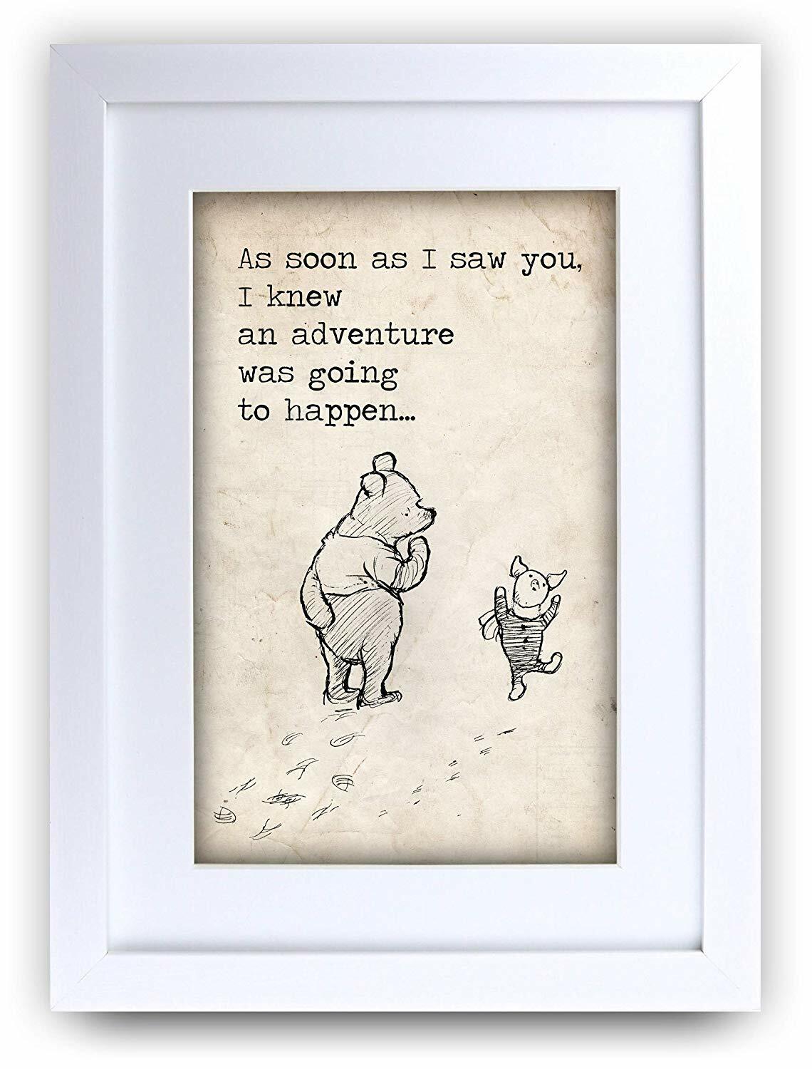 Winnie the Pooh Quotes A4 A3 Framed Printed Nursery Print Gift Baby