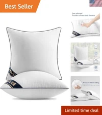 Elegant Navy Blue 18x18 Pillow Inserts with Zipper - Set of 2 for Sofa & Couch