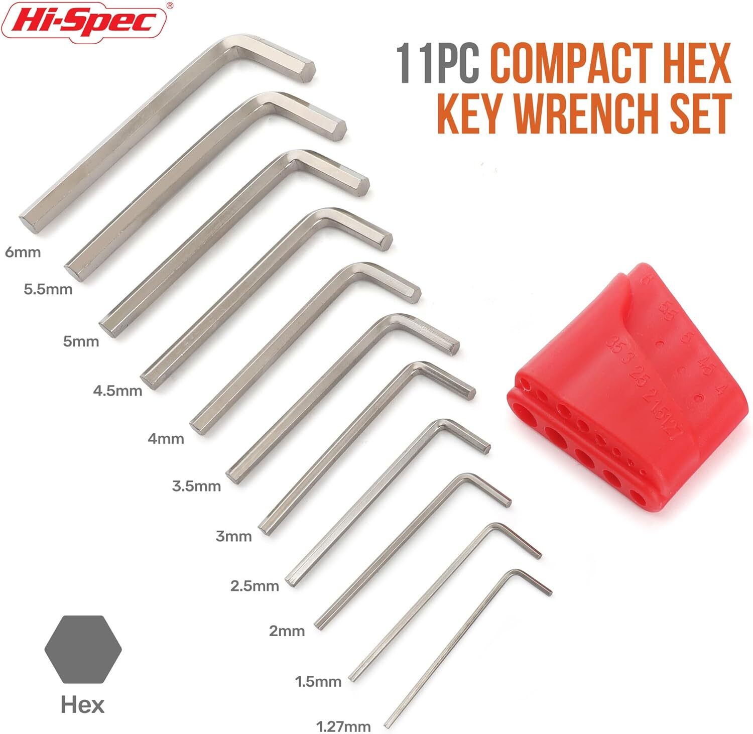 Hi-Spec 11pc Metric Hex Allen Key Set in holder