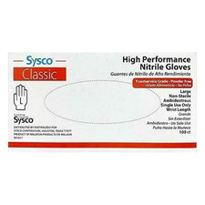 SYSCO HIGH PERFORMANCE NITRILE Size Large BLUE GLOVES 1 /100 CT POWDER FREE