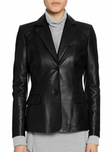Blazer de cuero Napa suave de piel de cordero real para mujer chaqueta/abrigo...