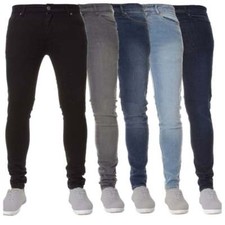 Boys New Enzo Designer Stretch Skinny Slim Fit Denim Chino Jeans Blue Black BNWT