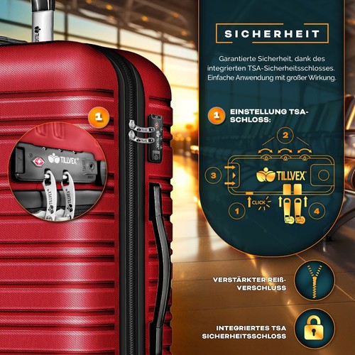 tillvex® Reisekoffer Set Koffer Hartschale Trolley Kofferset Tasche S-M-L-XL - Bild 92 von 120