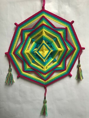 Beautiful Flower Mandala With Huichol God's Eye model D