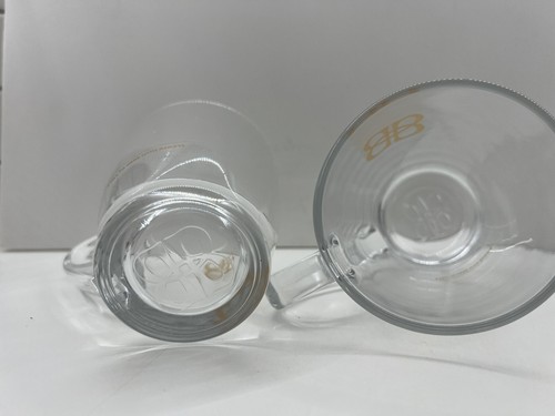 2 Baileys Irish Cream Handled 8 Oz Glass Mugs With Fill Line Barware EUC - Picture 2 of 6
