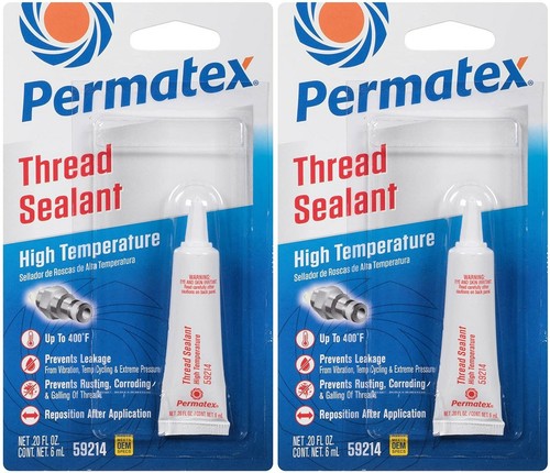 Permatex High Temperature Thread Sealant -65 to 400F White 6ml Tube Set of 2