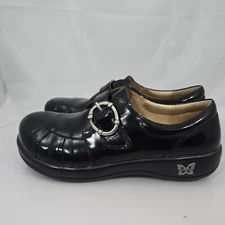 Alegria Khloe Black Waxy Patent Leather Clogs Shoes KHL-611 Women 40 US 9.5-10