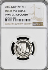 2004 £1 One Pound Silver Proof Forth Bridge NGC PR69 Royal Mint Great Britain