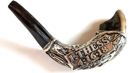 Ram's Horn Israel Shofar Sterling Silver Jewish Estate 9" Long Unsigned