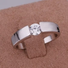 925 Fashion Silver exquisite Austria Crystal wedding Ring jewelry women men