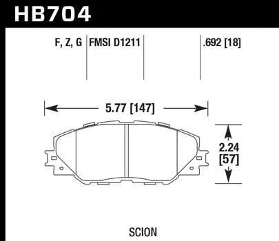 Hawk High Performance Street HPS Compound Front Brake Pads for 09 Toyota Corolla - Image 4 of 4