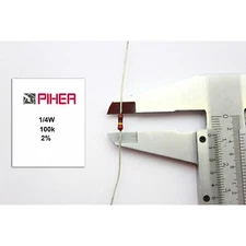 3 X VINTAGE PIHER RESISTOR. 1/4W 100K 2% 1970s. NOS. C96