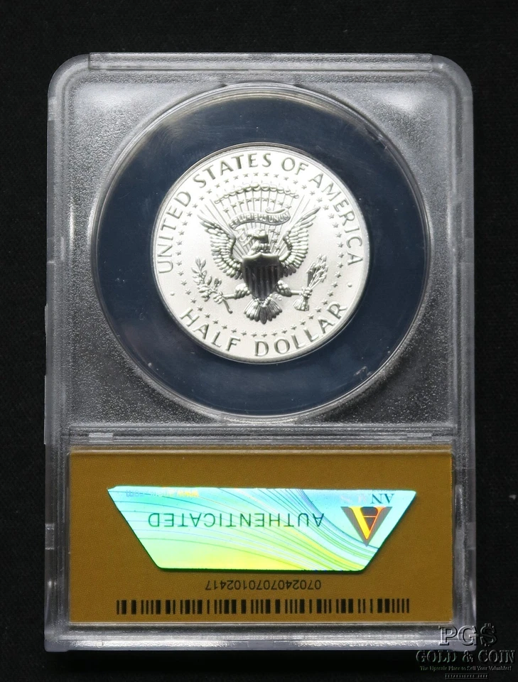 2018-S 50th Anniv Silver Reverse Proof Set RP70 ANACS 1c 5c 10c 25c 50c $1  - Image 4 of 4