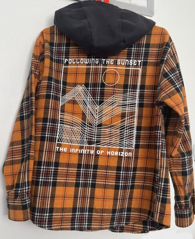 Zara hooded jacket/shirt Plaid Black & Yellow 13/14