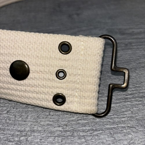 J. Crew Belt Womens Ivory White Cotton Brass Buckle 39" long Adjustable - Picture 6 of 12