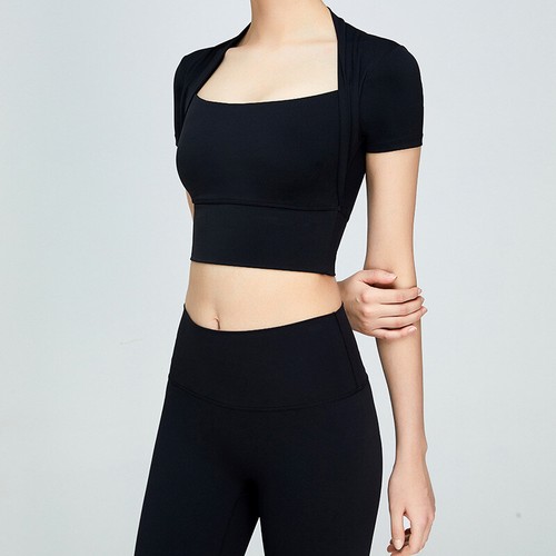 Para mujeres Elastizadas Corte Bajo Prendas para el torso Yoga Entrenamiento Camisetas Deportivas Camiseta con Sujetador Acolchado - Imagen 21 de 32