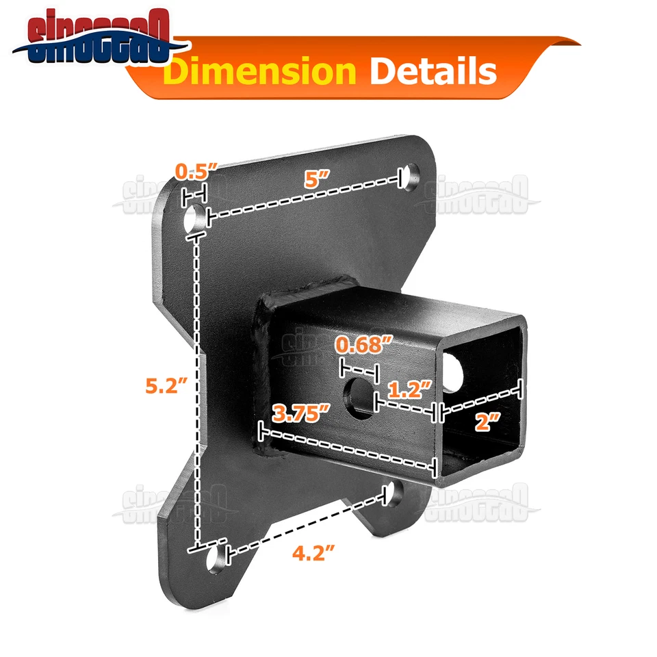 For 2014-2025 4WD Polaris RZR XP 1000 2" Hitch Receiver + Rear Hitch Mount - Imagem 4 de 4